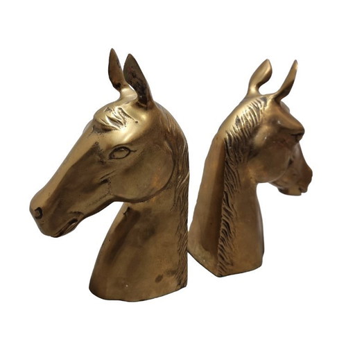 Buchstützen aus Messing in Pferdekopfform aus der Mitte des 20. Jahrhunderts