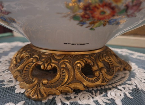 BRONPOR - Bonbonnière - Porcelaine émaillée et bronze doré ajouré - Vintage 1980-1990 - Modèle discontinué