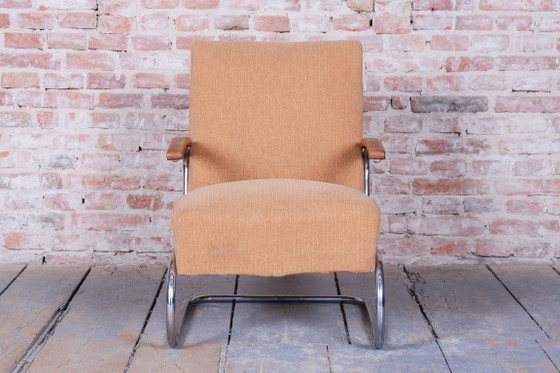 Original Bauhaus Armchair, by Thonet, Beech, Chrome, Germany, 1930s – Textile, Wood (photo 7 of 12)