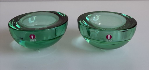 Iittala Ballo Verde Claro, Juego de Dos – kandelaars en kaarsen, Glass