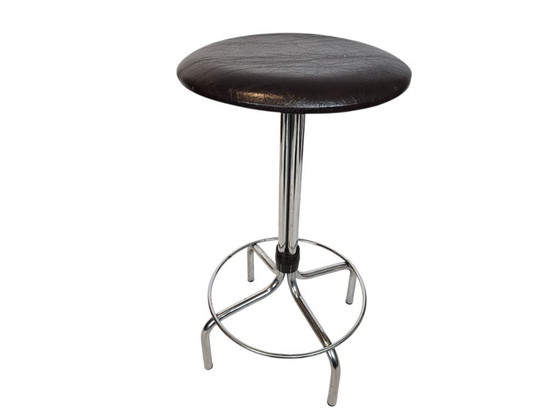 Image 1 of Vintage - Mid Century - Brabantia - tabouret - chrome - cuir skaï - 3ème moitié 20ème siècle