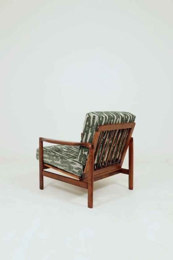 Image 1 of Poltrona vintage con cuscini verdi, design classico MCM Lounge Chair, 1960, Polonia