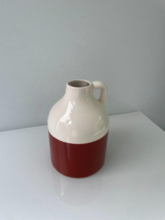 Image 1 of Decorative ceramic jug with white and terra glaze