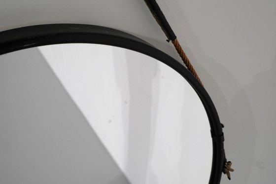 Image 1 of Vintage ronde stalen spiegel, Italië, jaren 70.