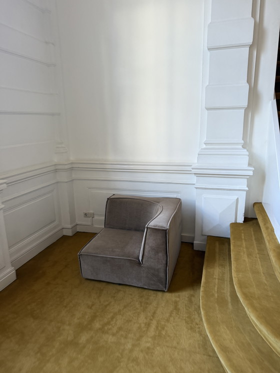 Image 1 of Modular vintage design sofa in brown velvet – 1970s Italian