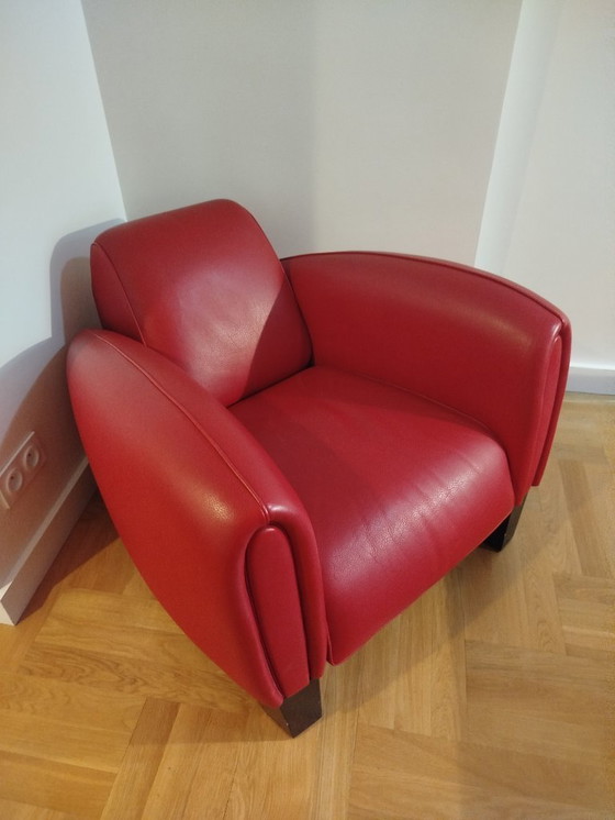 Image 1 of Bugatti designfauteuil in rood leer (model Franz Romero, jaren 90)