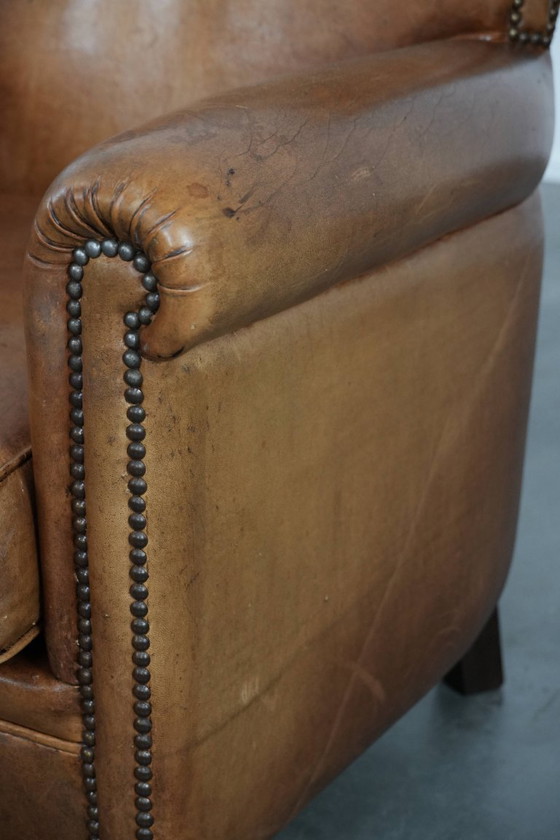Image 1 of Vintage schapenleren fauteuil/ armchair met prachtige en warme kleuren