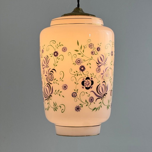 ANCIENNE GRANDE SUSPENSION EN OPALINE 1970 VINTAGE