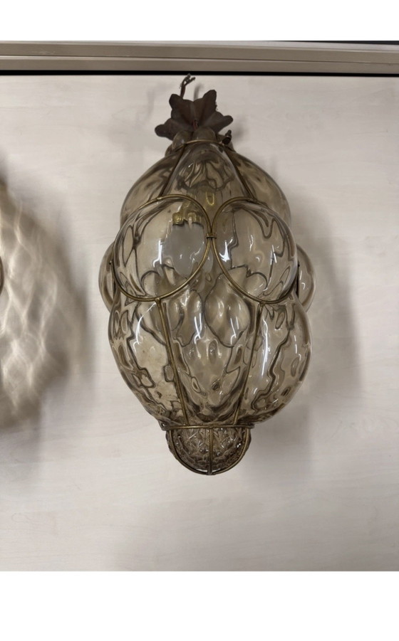 Lampade a sospensione veneziane italiane in vetro di Murano color ambra, anni '50 – Metal, Murano Glass (photo 3 of 7)