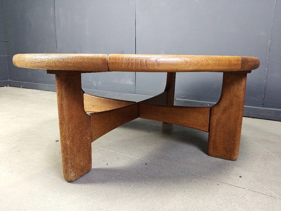 Image 1 of Danish round oak coffee table, 1960s