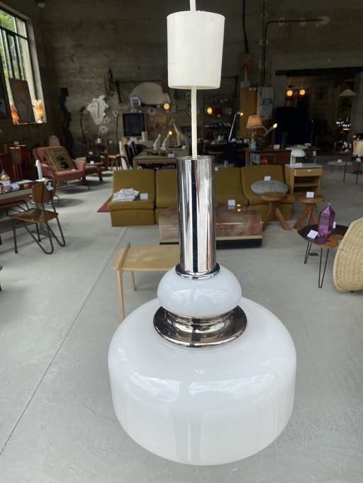 Mazzega DLG Suspension Opal Glass and Onyx 1971