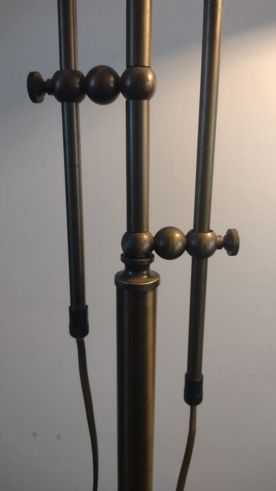 Image 1 of Vintage Brass Floor Lamp With Milk Glass