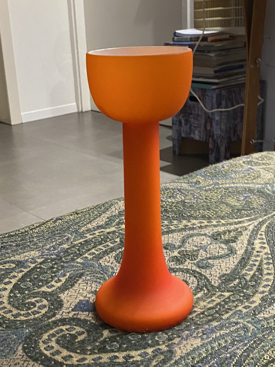 Image 1 of Vase Carlo Moretti en satin orange et blanc 24,5 cm