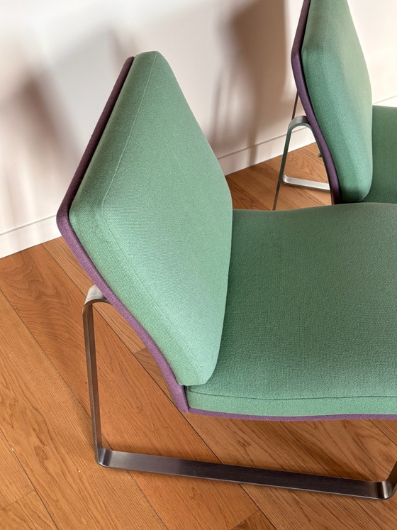 Cado Lounge chairs x 2 by Poul Henningsen Denmark, Side chairs, Chrome, Textile, mint (photo 7 of 12)