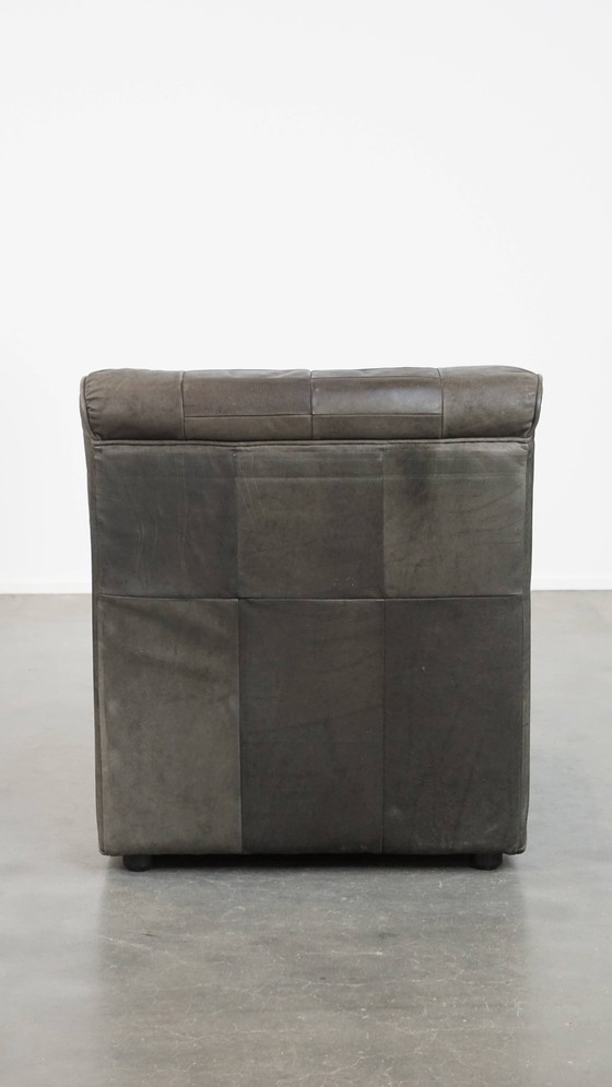 Image 1 of Grijze Lederen Vintage Design Fauteuil