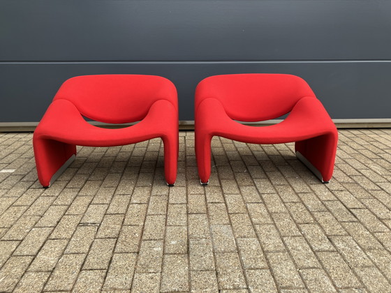 Image 1 of 2x sedie Artifort Groovy F598 M in tessuto originale, in ottime condizioni!