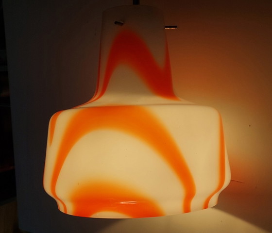 Image 1 of Lampada a sospensione arancione Murano anni '70