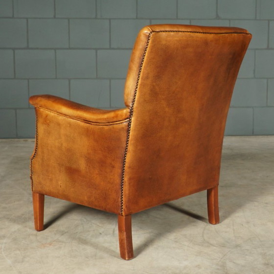 Image 1 of Vintage schaapsleren fauteuil – cognacbruin – Bendic International