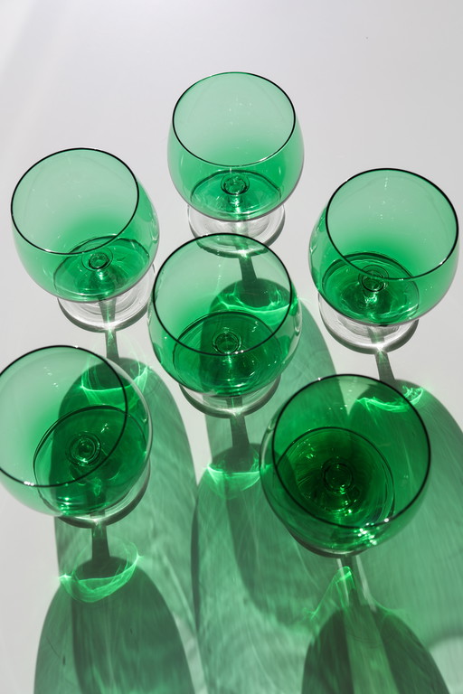 Mid Century Cognac Gläser Grün 60er Jahre
