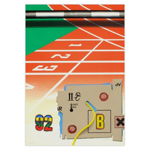 Peter Klasen signierte Lithographie J.O. 92 (Barcelona) – lithos zeefdrukken, Paper