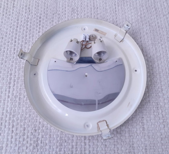 Image 1 of Suspension ronde en verre de RZB Leuchten, lampe de plafond vintage en verre avec relief.