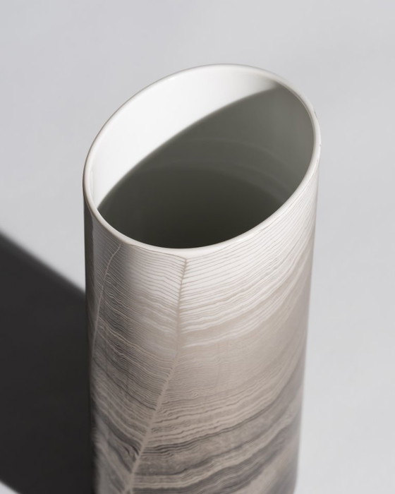 Image 1 of Glam Chic Vintage Rare Alain Le Foll × Rosenthal "Chiffon" Porcelain Vase H 24cm