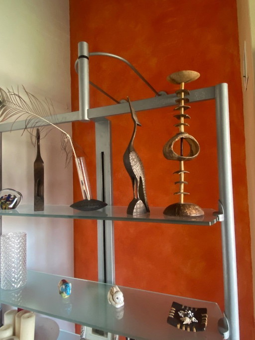 Bibliothèque/meuble TV Porada en aluminium et verre dépoli