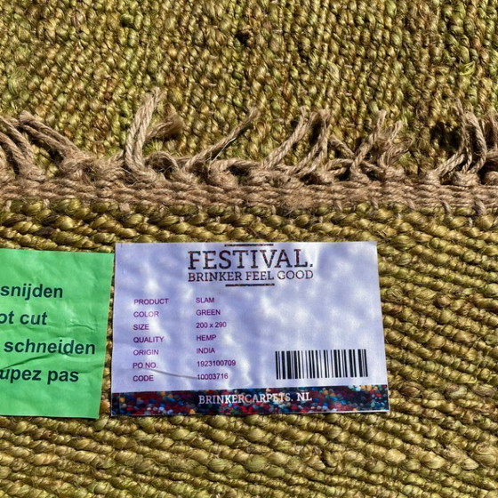 Image 1 of Alfombra verde Slam de yute Festival de Brinker Carpets - 200 x 290 cm