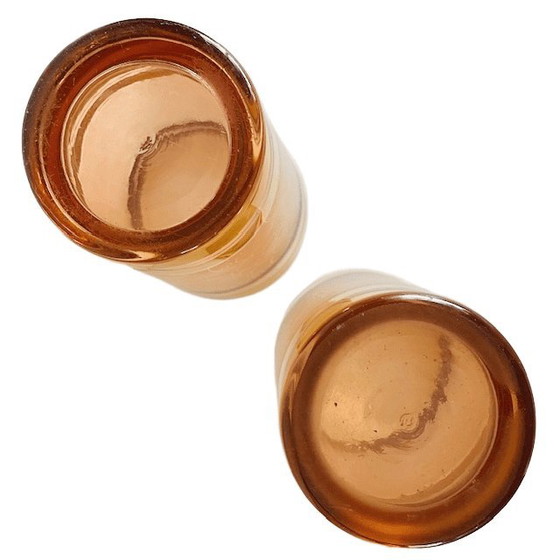 Image 1 of Par de jarrones De Rupel de cristal rosa bañados en oro, Art Déco de los años 30