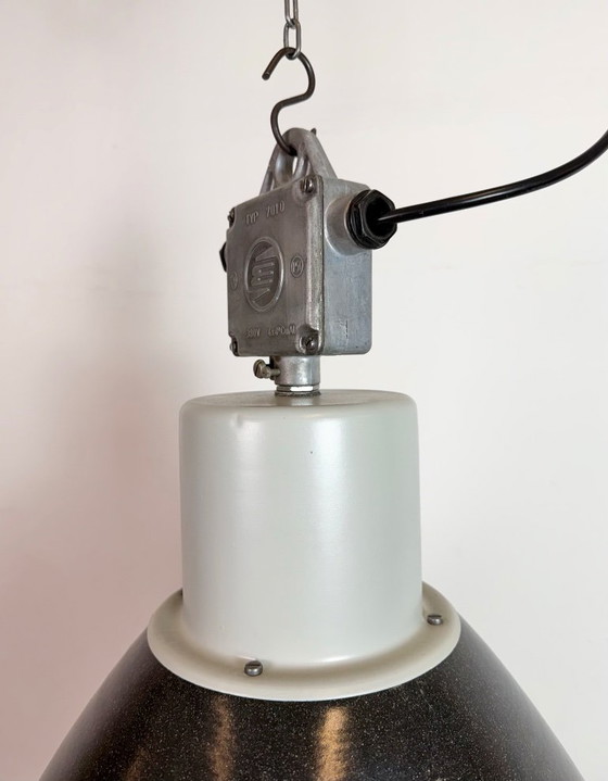 Image 1 of Große industrielle Emaille-Fabrik-Hängeleuchte von Elektrosvit, 1960er Jahre