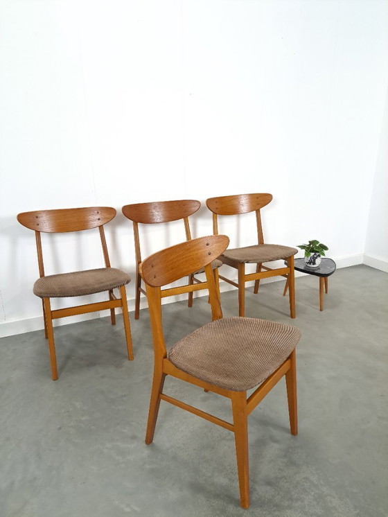 Image 1 of Set of 4 Deense teak Farstrup Møbler Model 210 eetkamerstoelen, dining chairs