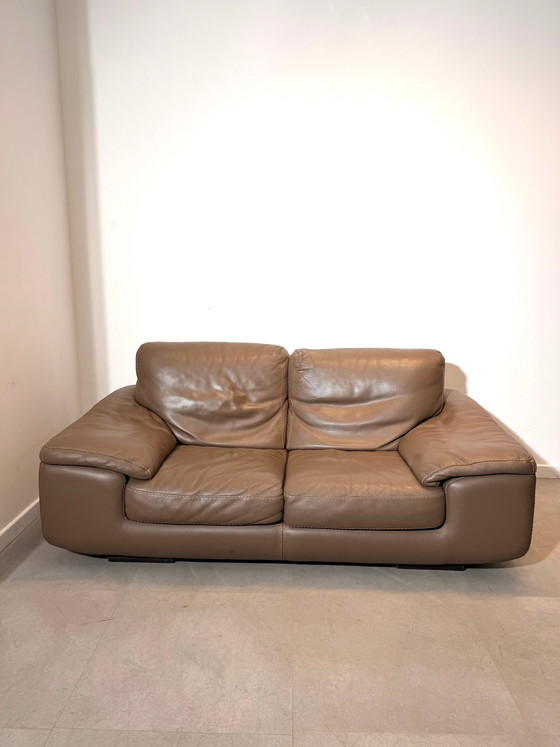 Image 1 of Taupe Leather 2-Seater Sofas