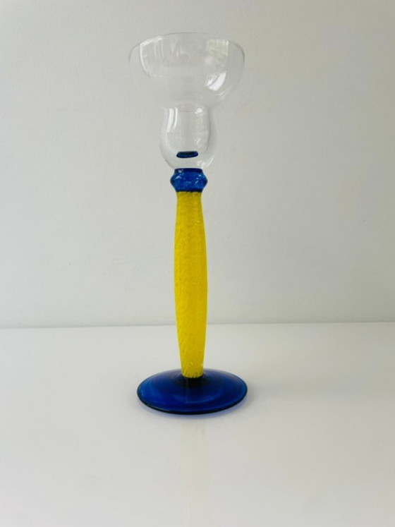 Image 1 of Candelabro vintage di design italiano in vetro Memphis x Murano.