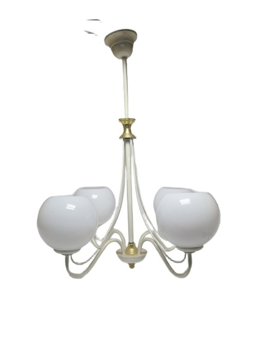 Lampadario Art Nouveau, Polonia, anni '70 – kroonluchters, Glass, Metal
