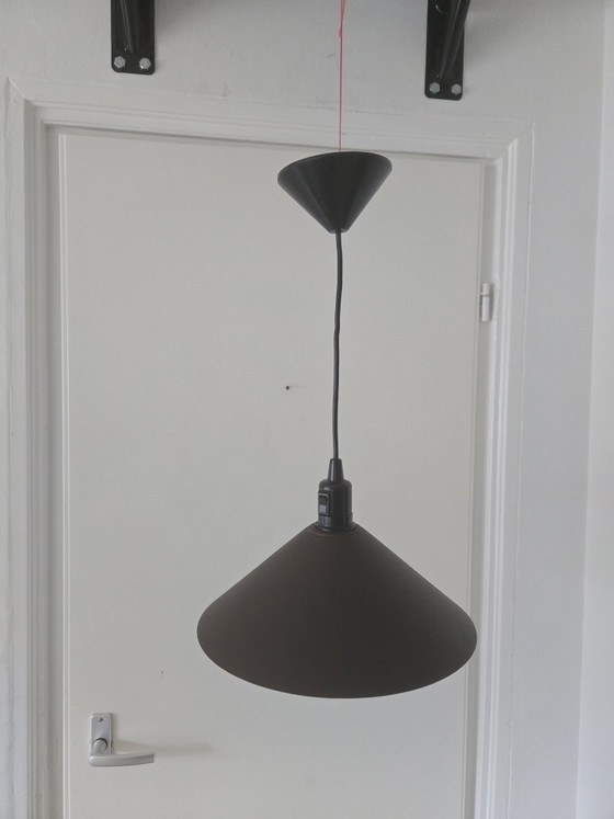 Image 1 of Lampada a sospensione conica marrone opaco anni '70/'80