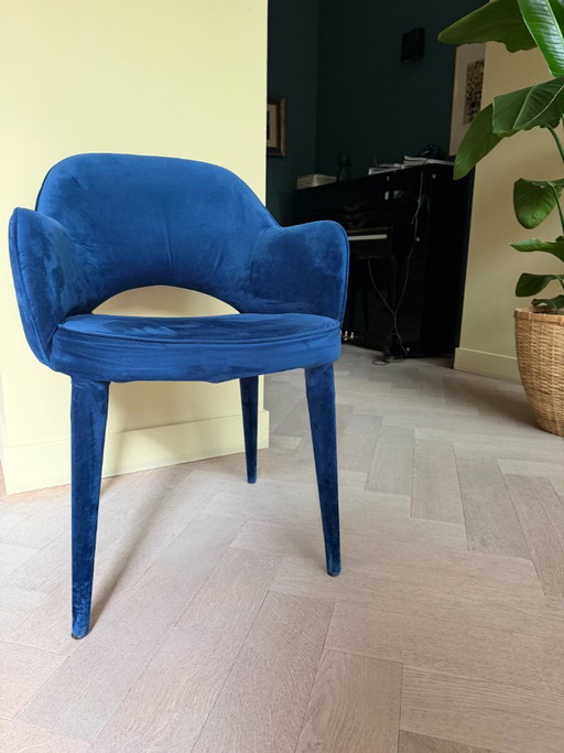 3 Pols Potten Blauwe Velour Stoelen – eetkamerstoelen, Velvet