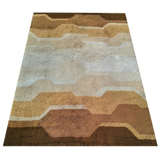 Italienischer Wollteppich im Mid-Century-Modern-Stil mit geometrischem Muster, 1970er Jahre