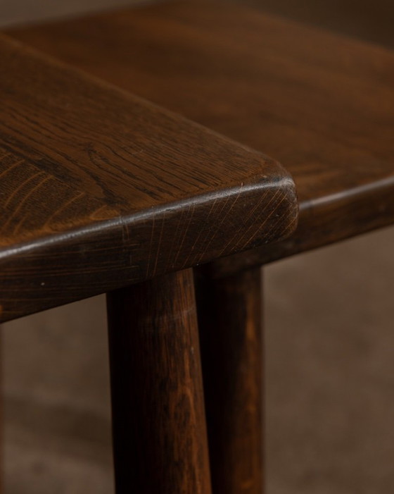 Image 1 of Vintage Brutalist Solid Oak Nesting Tables (Set of 3) – Dutch, 1970s