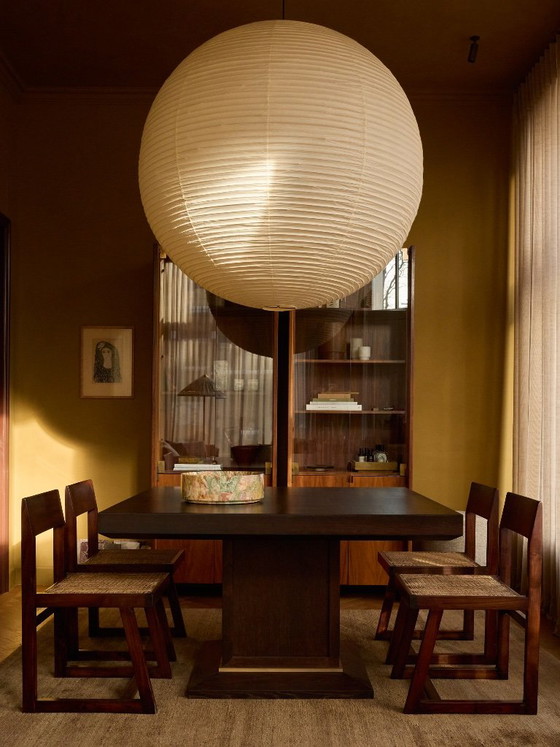Pierre Jeanneret Chandigarh Esszimmerstuhl PJ-SI-54-A, Esszimmerstühle, Holz, Rattan, Braun, Vintage (Foto 5 von 5)