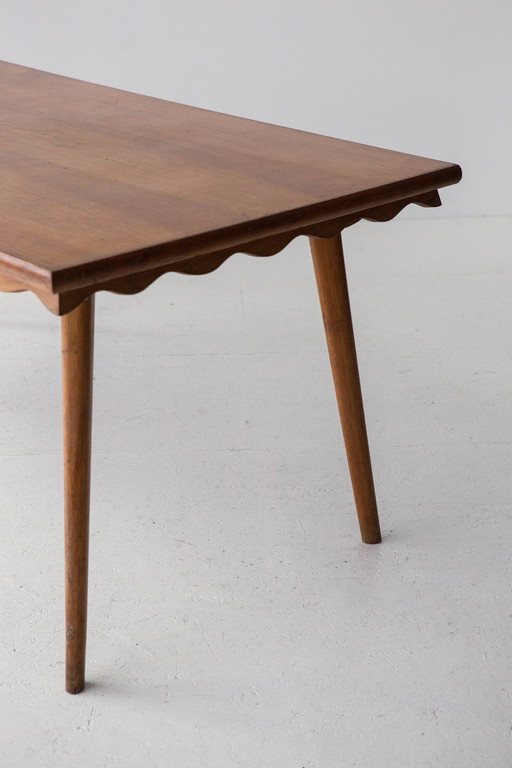 Table de salle à manger en chêne à volants, 1950S