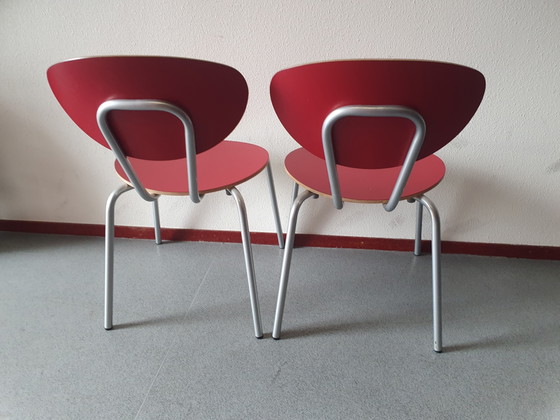 2 chaises rouges, matériau très robuste, Exsta Nederland BV – Chaises de salle à manger, Metal, Wood (photo 4 of 7)