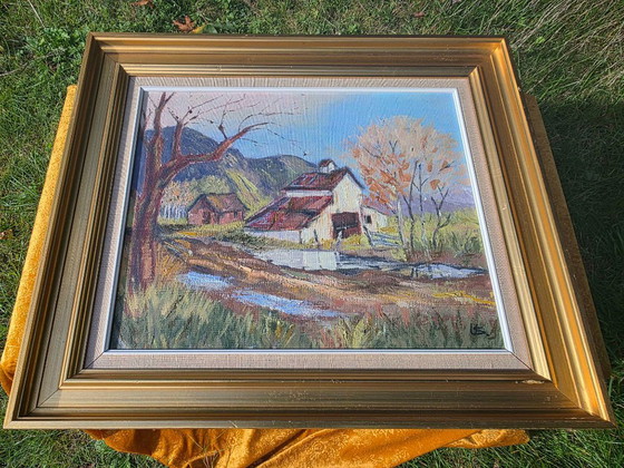 Vintage Oil Landscape Painting - Impasto Barn Scene – Paintings & Drawings, Canvas (photo 5 of 12)