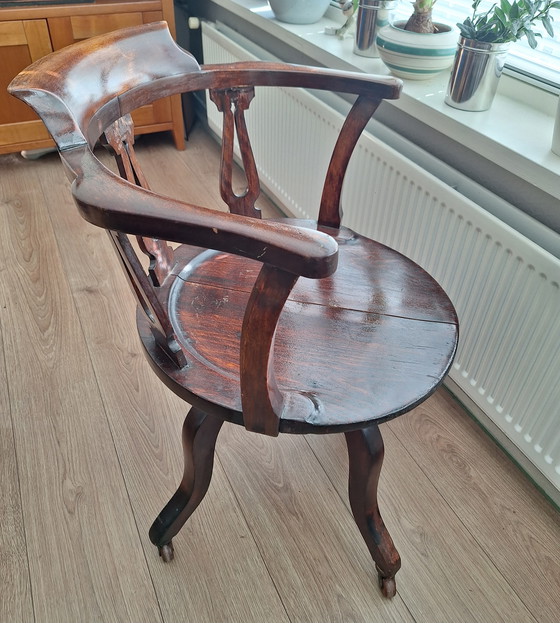 Image 1 of Mahagoni-Schreibtischstuhl aus dem 19. Jahrhundert