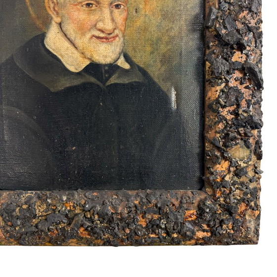 Porträt des Heiligen Vinzenz von Paul, Öl auf Leinwand, Gemälde & Zeichnungen, Holz, Braun, Klassiek (Foto 5 von 12)