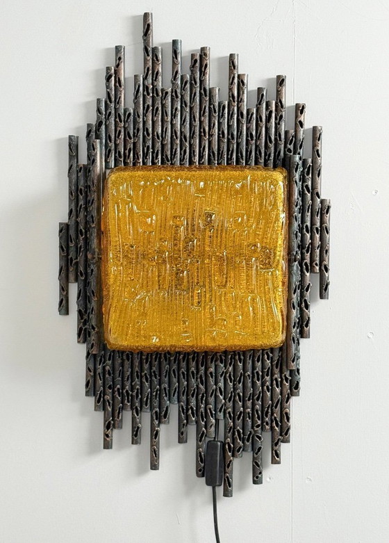 Image 1 of Brutalistische Wandleuchte/Wandlampe Marcello Fantoni, Italien, 1970er Jahre