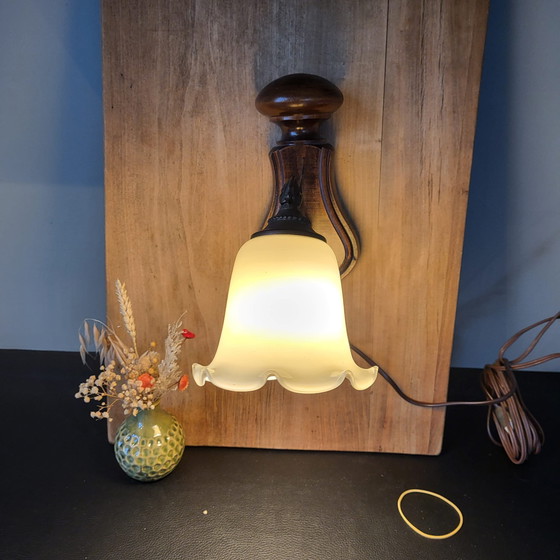 Image 1 of Vintage Wall Lamp Bronze with Glass Shade - 26 cm