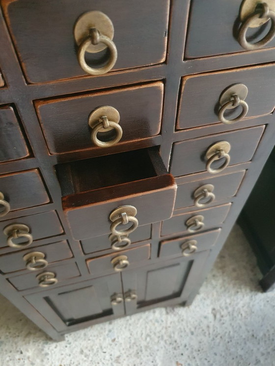 Image 1 of Pair Of Vintage Asian Apothecary Cabinets
