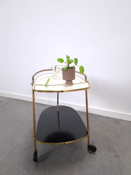 Image 1 of Ilse Möbel trolley met zwart wit formica