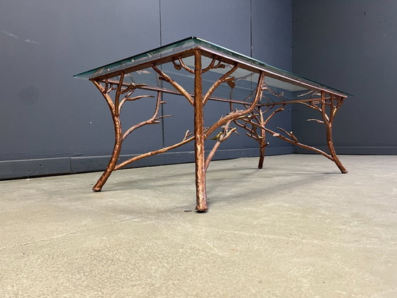 Image 1 of Vintage handgemaakte cocktailtafel van smeedijzer met boomtakkenmotief, jaren 70