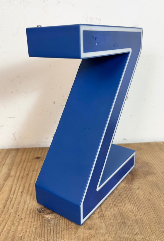 Image 1 of Vintage Blue Plastic Illuminated Letter Z, 1970s